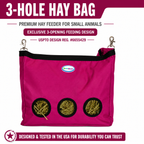 CuteNfuzzy 3-Opening Hay Bag for Rabbits, Guinea Pigs & Chinchillas – Large 15" x 15" x 5"