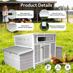 Large Wooden Chicken Coop Outdoor Hen House with Nesting Boxes