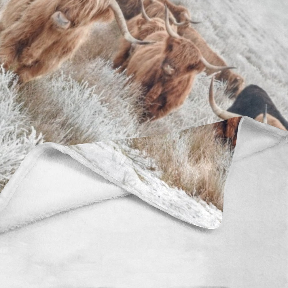Baha Ranch Highland Cow Throw Blanket Ultra-Soft Micro Fleece Blanket 60" x 80" Made in America