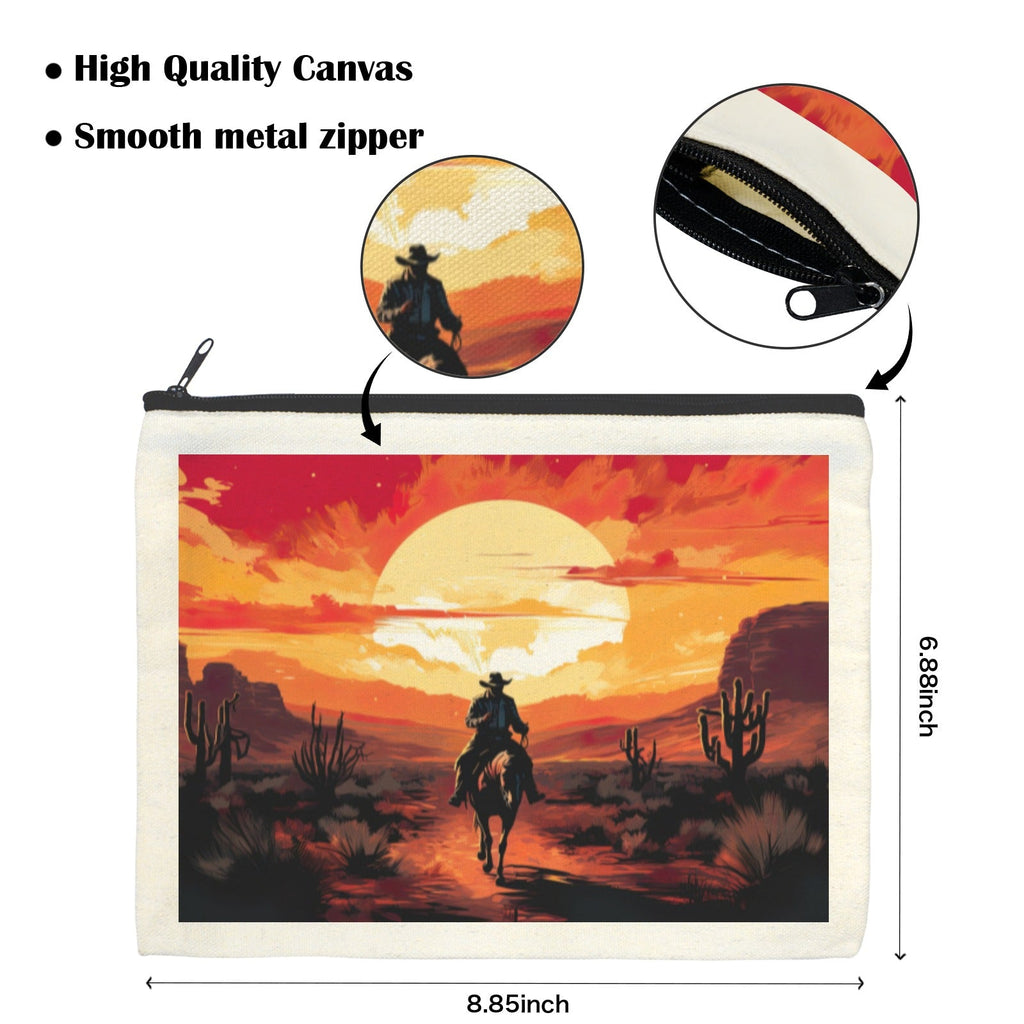 Baha Ranch Western Cowboy Sunset Cosmetic Bag Pack of 5 Made in America