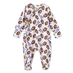 Bamboo Zipper Baby Romper – Football Fun & Comfort