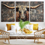 Texas Longhorn Skull Canvas Wall Art Rustic Western Decor Print