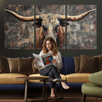 Texas Longhorn Skull Canvas Wall Art Rustic Western Decor Print