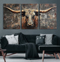 Texas Longhorn Skull Canvas Wall Art Rustic Western Decor Print