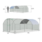 6.2 Feet/12.5 Feet/19 Feet Large Metal Chicken Coop Outdoor Galvanized Dome Cage with Cover-L