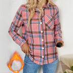 Checkered Fleece-Lined Shacket with Chest Pockets