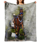Harness Horse Cart Racing 02 Throw Blanket