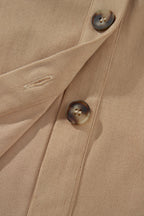 Light French Beige Plaid Colorblock Shirt Collar Shift Shacket