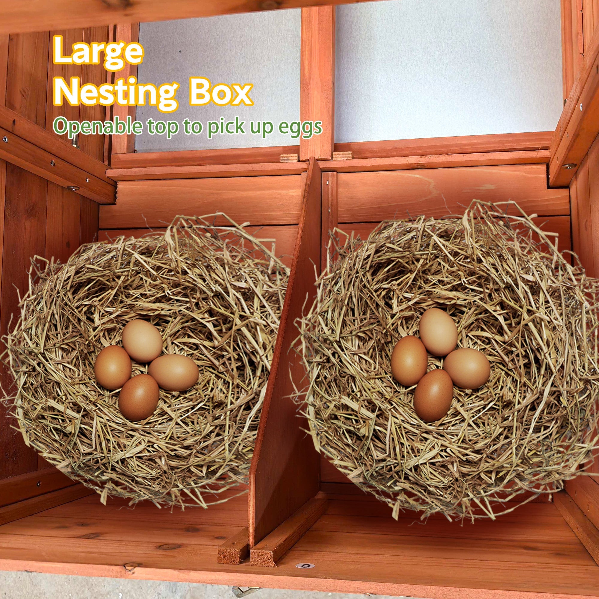 70" Large Wooden Chicken Coop with 2 Nesting Boxes