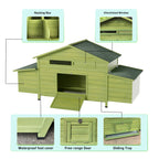 70" Large Wooden Chicken Coop with 2 Nesting Boxes and Waterproof Roof