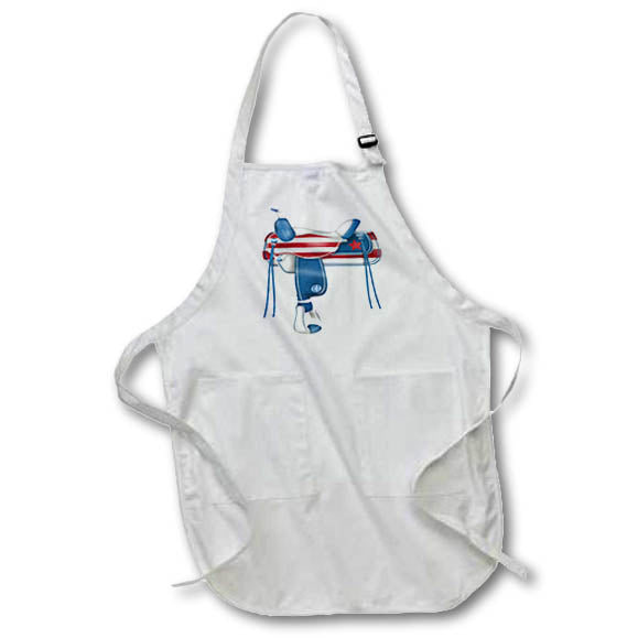 Apron - Cute Red, White, and Blue Horse Saddle Illustration Cute Illustrations