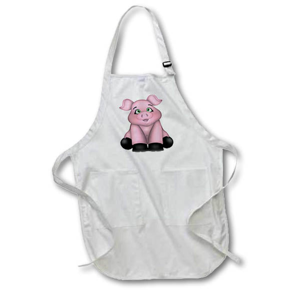 Apron - Cute Pink Smiling Pig Illustration Cute Illustrations