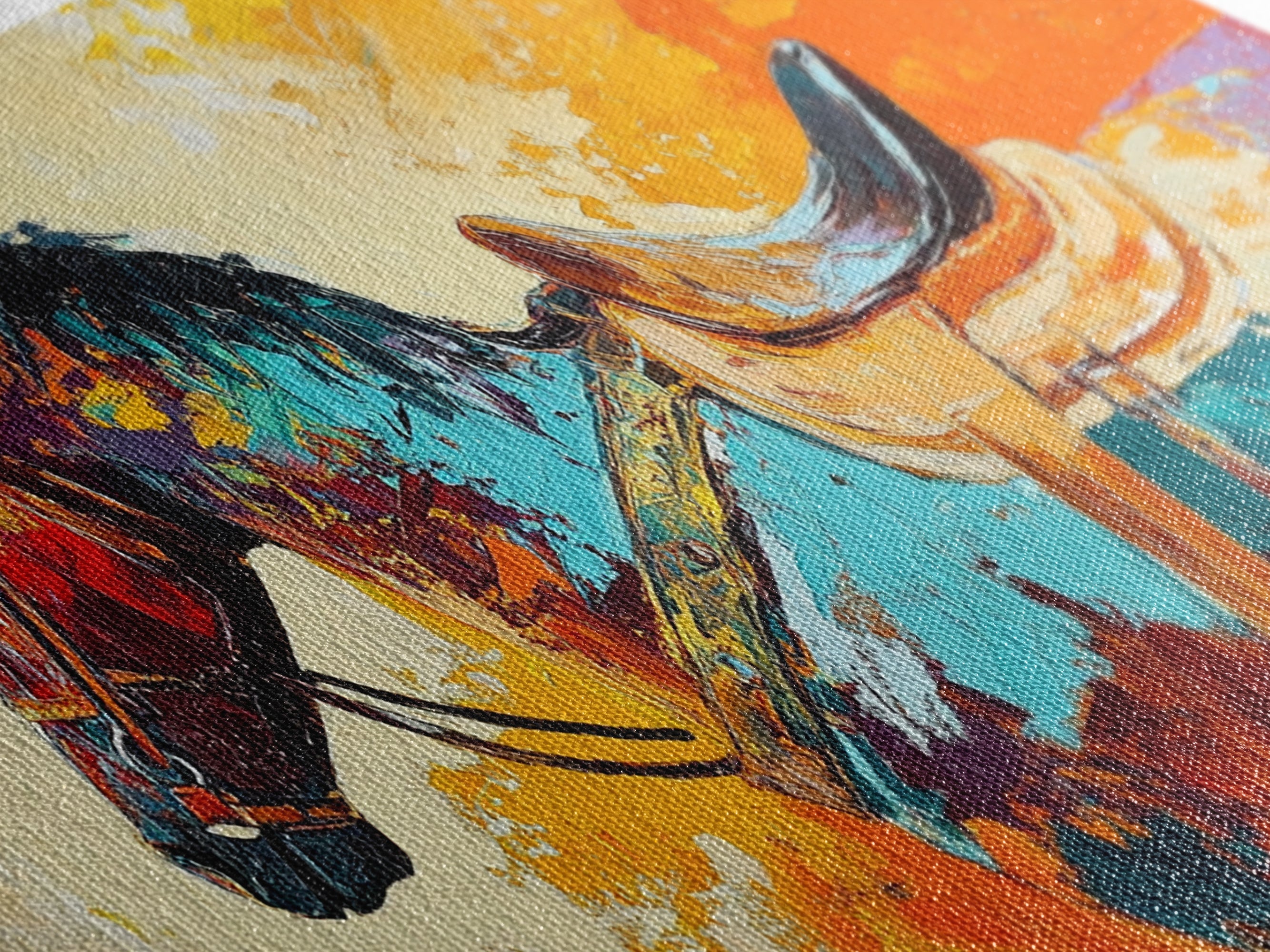 Abstract Horse Painting, vintage horse art, bold color wall art, textured painting, rustic decor, wabi sabi art, canvas print