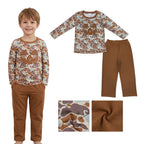 Long sleeves camo pumpkin embroidery boys Halloween outfit