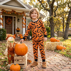 Black long sleeves pumpkin boys Halloween pajamas set