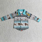 Horse bird kids boy western polo shirt