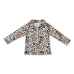 Long sleeves deer kids boys zipper pullover