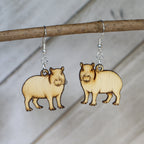 Capybara Wooden Dangle Earrings | Cute Animal Jewelry