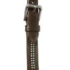Derby Originals New and Improved Premium Show Spotted Flat Leather Cattle Show Halter, Small/Medium/Large, Adjustable Fit with 48" Lead and 19.5" Chain, Elegant Show Spots, 1-Year Warranty