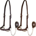 Derby Originals New and Improved Premium Show Spotted Flat Leather Cattle Show Halter, Small/Medium/Large, Adjustable Fit with 48" Lead and 19.5" Chain, Elegant Show Spots, 1-Year Warranty