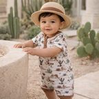 Baby Boy Shorty Romper – Bamboo Cactus Trails Henley Outfit