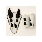 Premium Quality Cotton White Jumping Saddle Pad, Ear Bonnet & Horse Boot Set