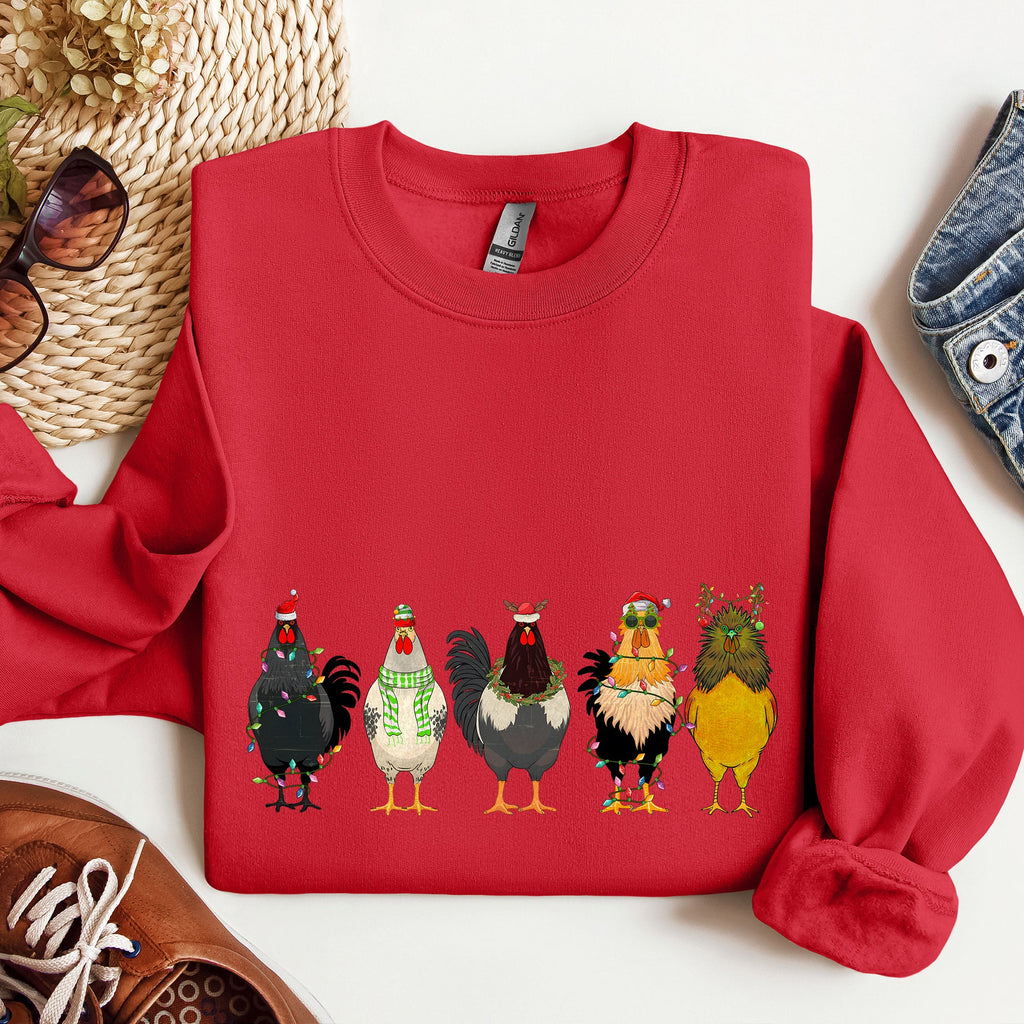 Christmas Chickens, Chicken Lovers, Santa, Farm Life Holiday Edition Collection Sweatshirt