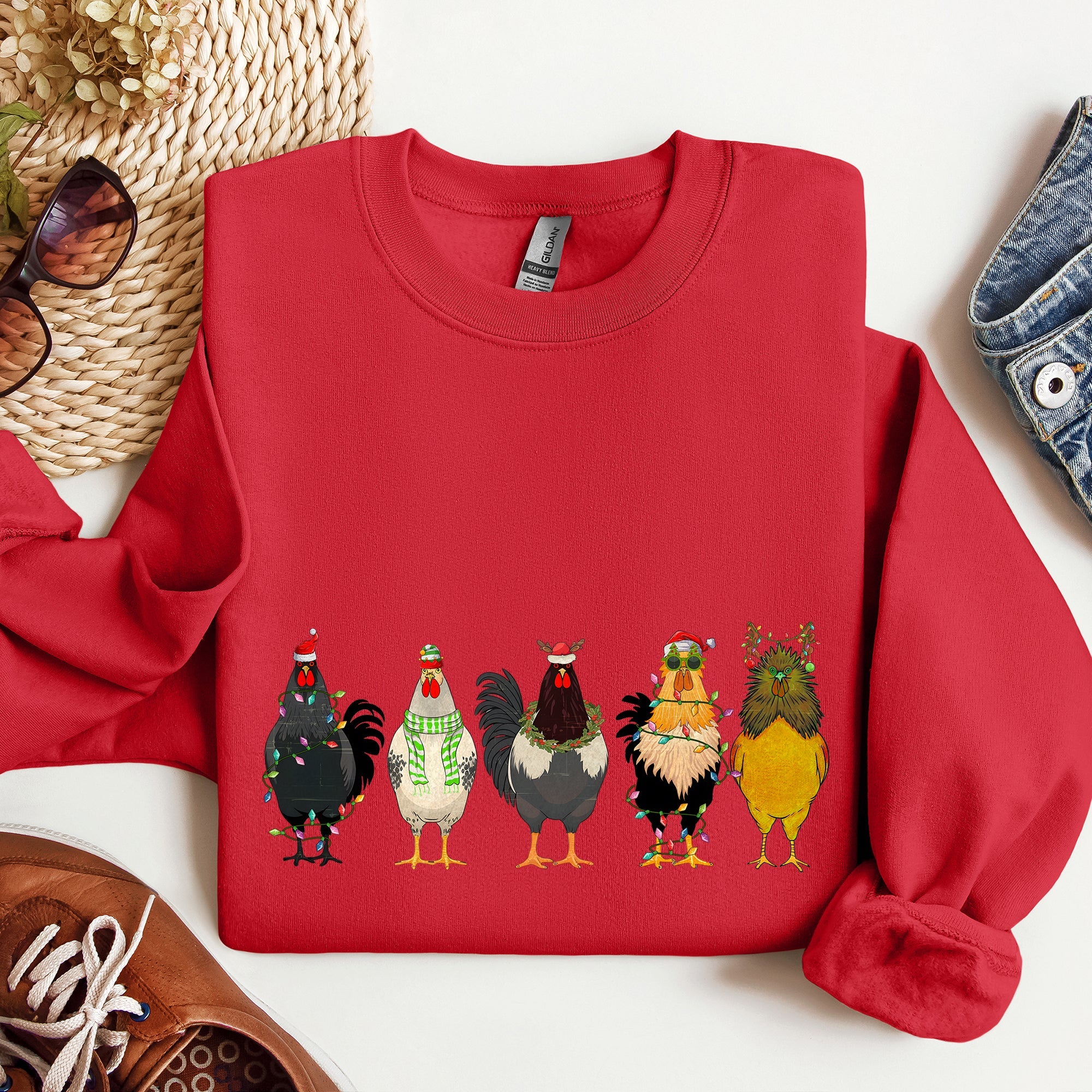 Christmas Chickens, Chicken Lovers, Santa, Farm Life Holiday Edition Collection Sweatshirt