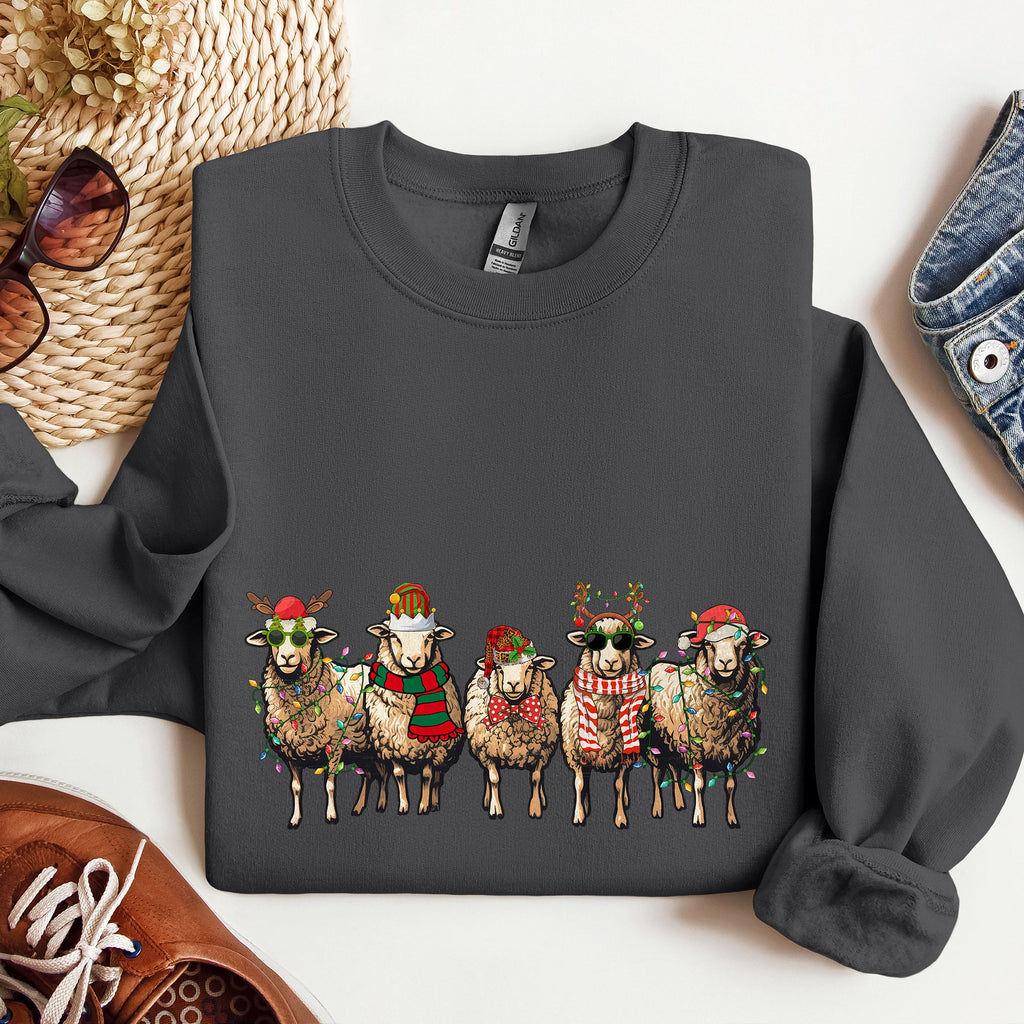 Christmas Sheep Lovers Santa Farm Life Holiday Farm Scene Cozy Family Vibe Sweatshirt