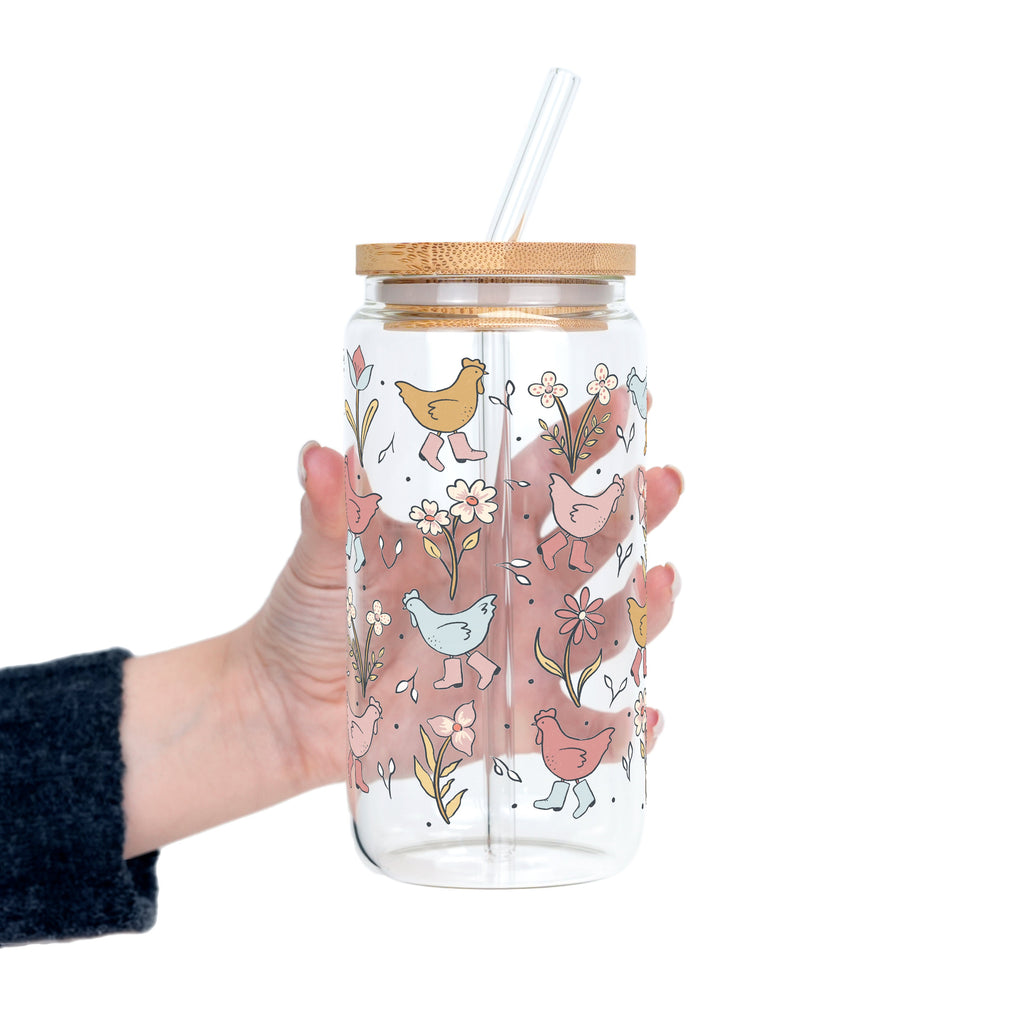 Funky Chickens Glass Cup
