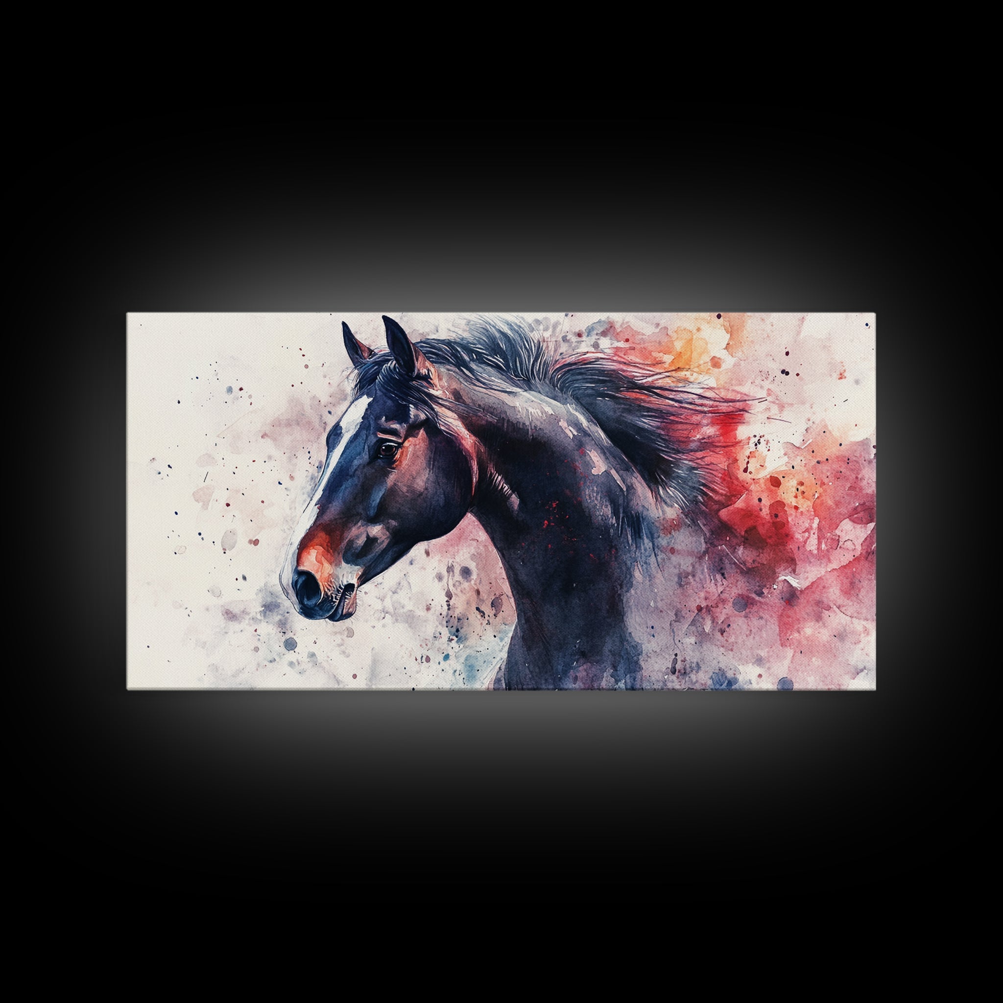 Watercolor Horse Canvas Print Rustic Animal Wall Art Vintage Style Farmhouse Decor Gift Idea Framed Artwork Bedroom Living Room Art