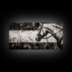 Monochrome Horse, Equestrian Wall Art, Canvas Print, Rustic Black and White Painting, Farmhouse Wall Decor, Western Wall Art