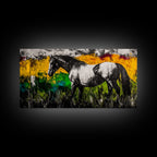 Horse Art, Western Wall Decor, Rustic Canvas Print, Farmhouse Artwork, Equestrian Art, Black and White Painting, Living Room Wall Art