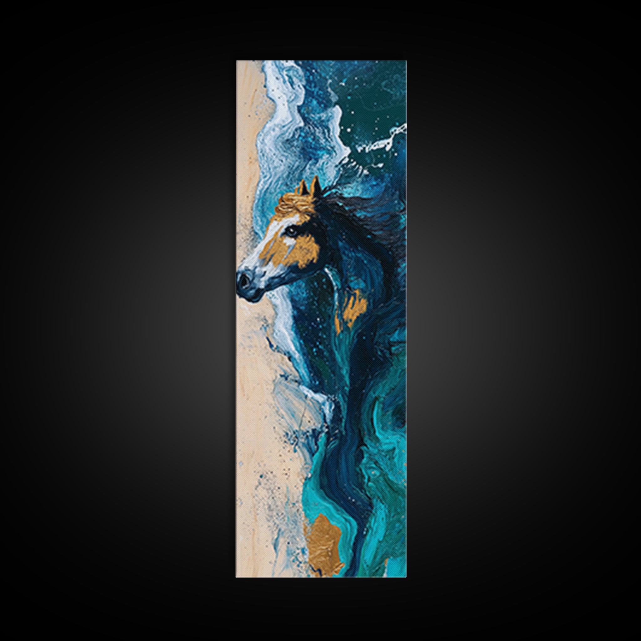 Horse by the Ocean Horse Wall Art Framed Canvas Print Coastal Landscape Art Nautical Decor Rustic Wall Art Moody Art