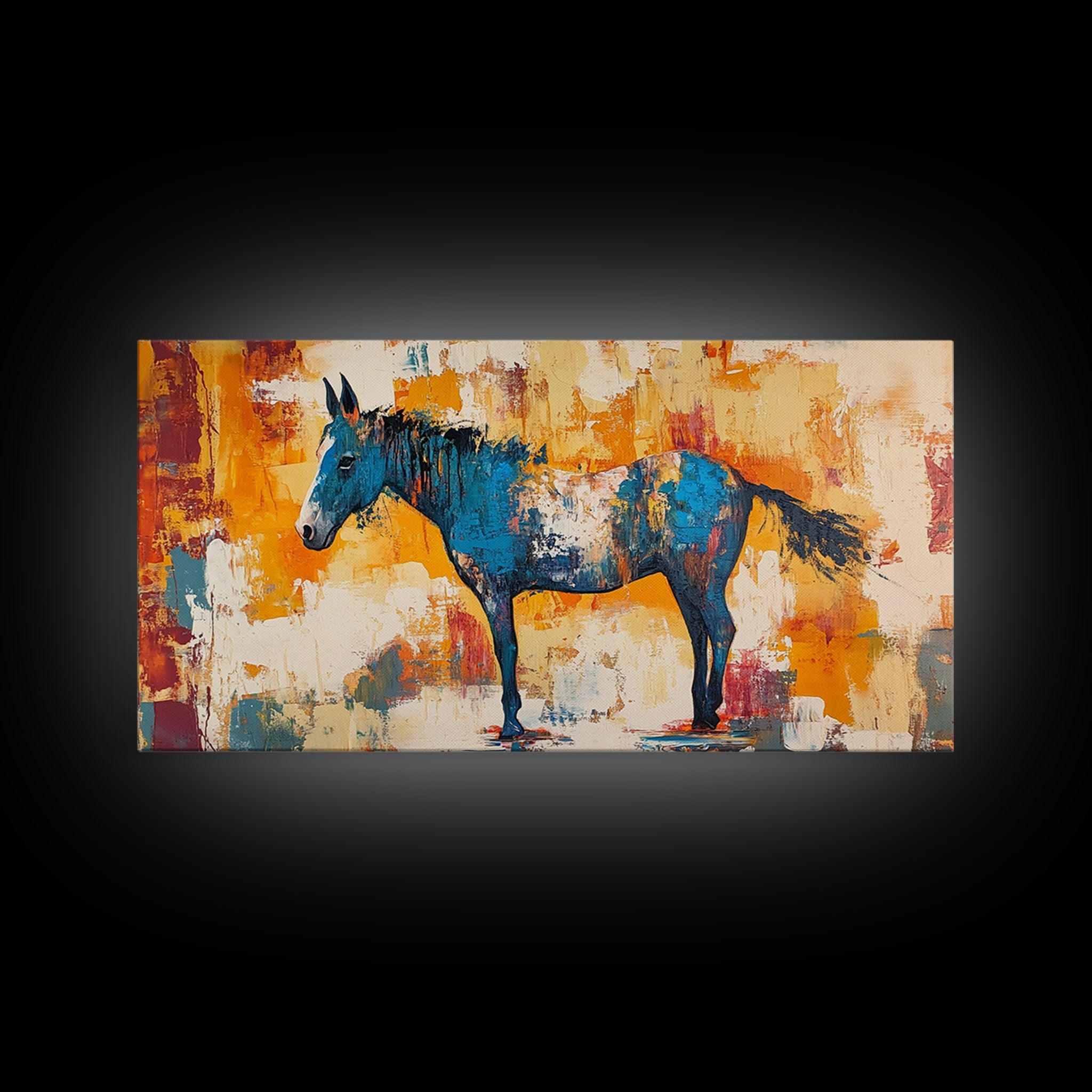 Abstract Horse Art, vintage horse art, rustic decor, equestrian wall art, western painting, original painting, horse wall art, framed canvas print