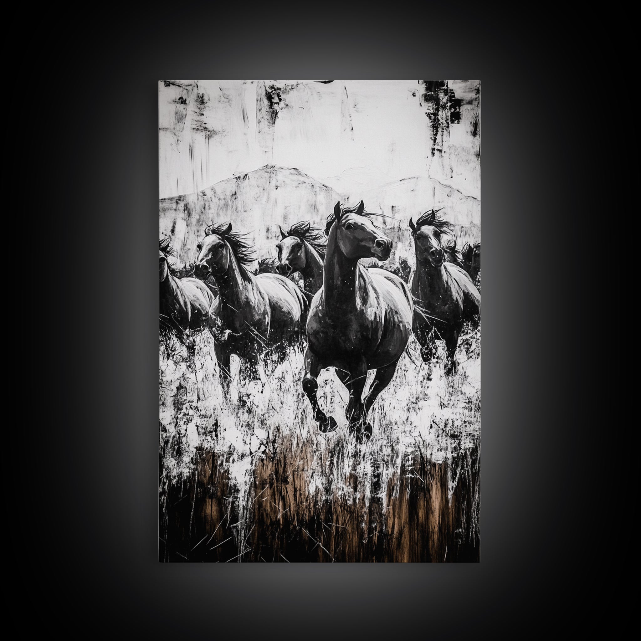 Cowboy Painting, Western Art, Canvas Print, rustic decor, vintage horse art, southwest wall art, farmhouse art, gift idea for him, extra wide art