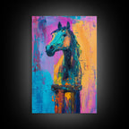 Colorful Horse, whimsical art, horse wall art, vibrant painting, pink abstract art, geometric wall art, boho art, Canvas Print