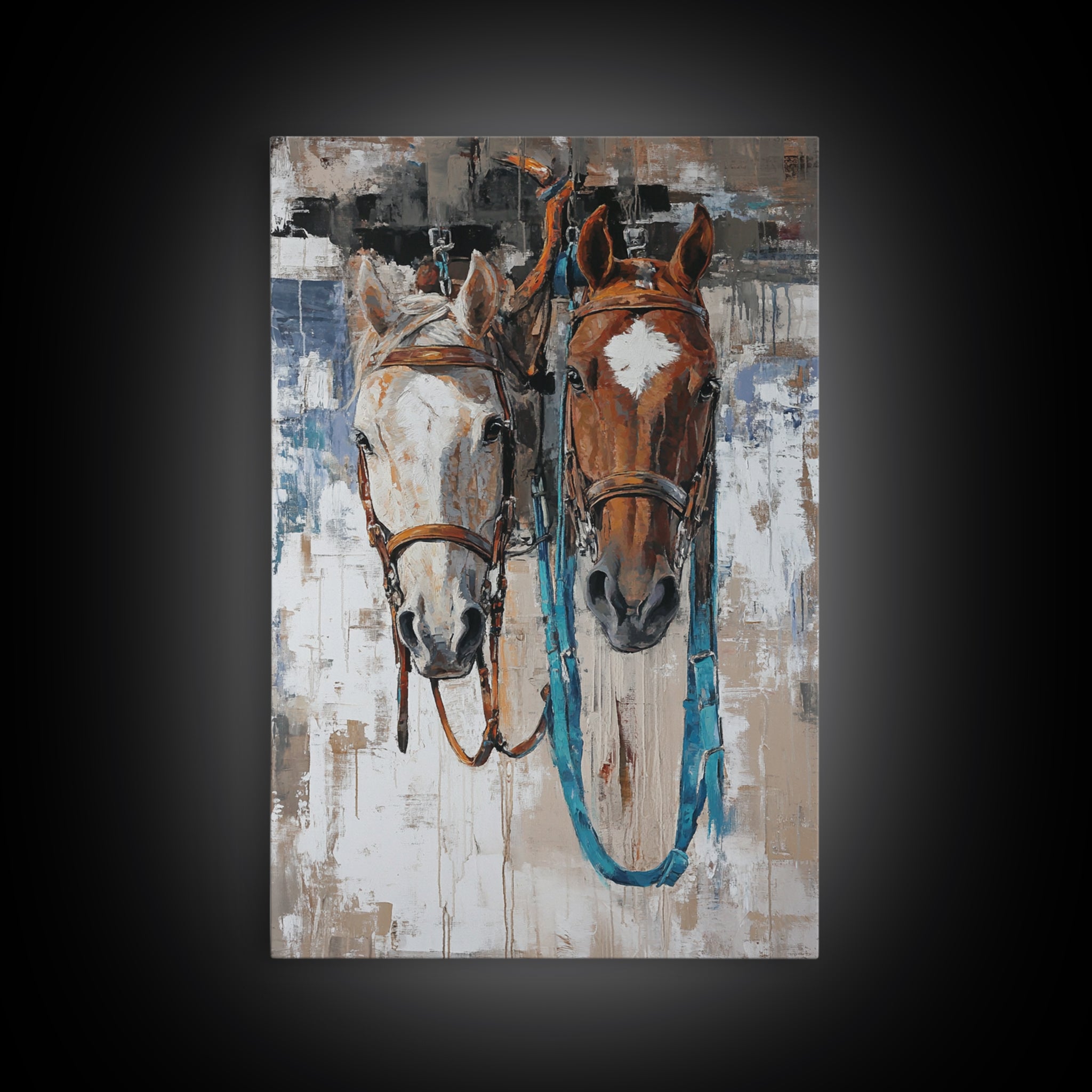 Horse Wall Art, Vintage Horse Art, Rustic Decor, Framed Canvas Print, Farmhouse Art, Moody Art, Equestrian Aesthetic, Above Bed Wall Art, Gift Idea