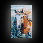 Wild Horse Painting, Coastal Horse Art, Nautical Wall Art, Rustic Wall Art, Boho Art, Canvas Print, Farmhouse Art, Gift Idea