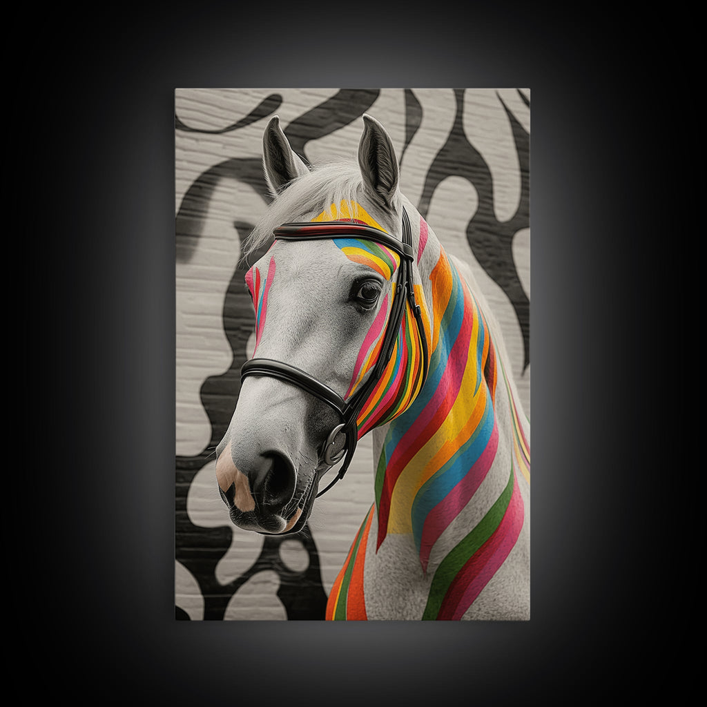 Painted Horse, Graffiti Wall Art, Colorful Horse Art, Whimsical Art, Boho Art, Southwest Wall Art, Canvas Print, Gift Idea