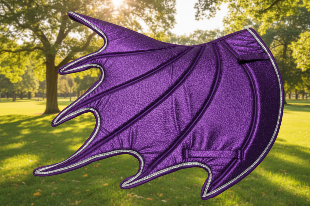 Purple Horse Dragon Saddle Pad, Ear Bonnet & Horse Boot Set