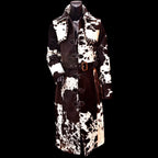 Women's Western Style Cowhide Leather Long Trench Coat