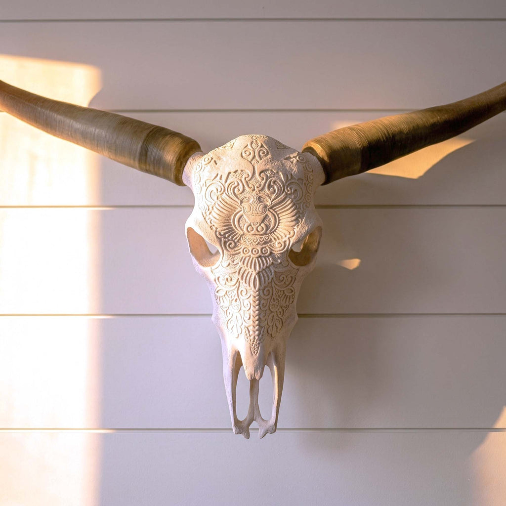 ADG42 Decorative Steer Skull and Horns Western Wall Decor