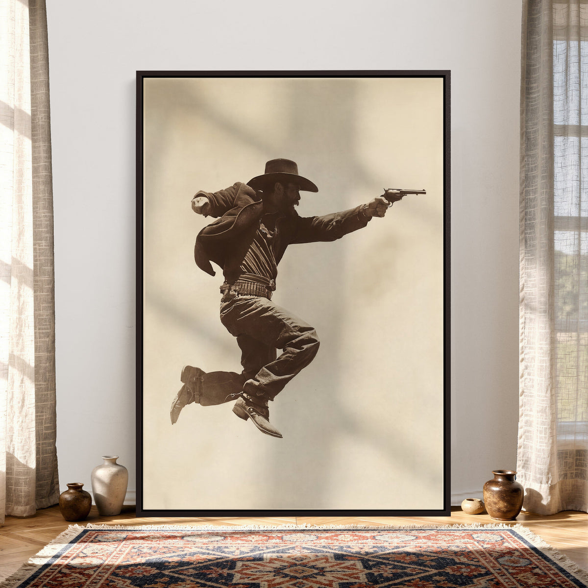 Vintage Cowboy Wall Art Canvas Print, Western Gunfighter Decor