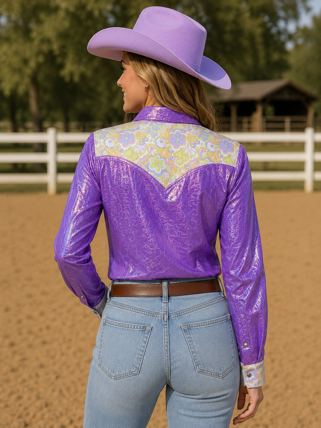 Daphne Purple Metallic Pearl Snap Rodeo Shirt