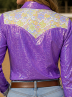 Daphne Purple Metallic Pearl Snap Rodeo Shirt
