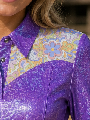 Daphne Purple Metallic Pearl Snap Rodeo Shirt