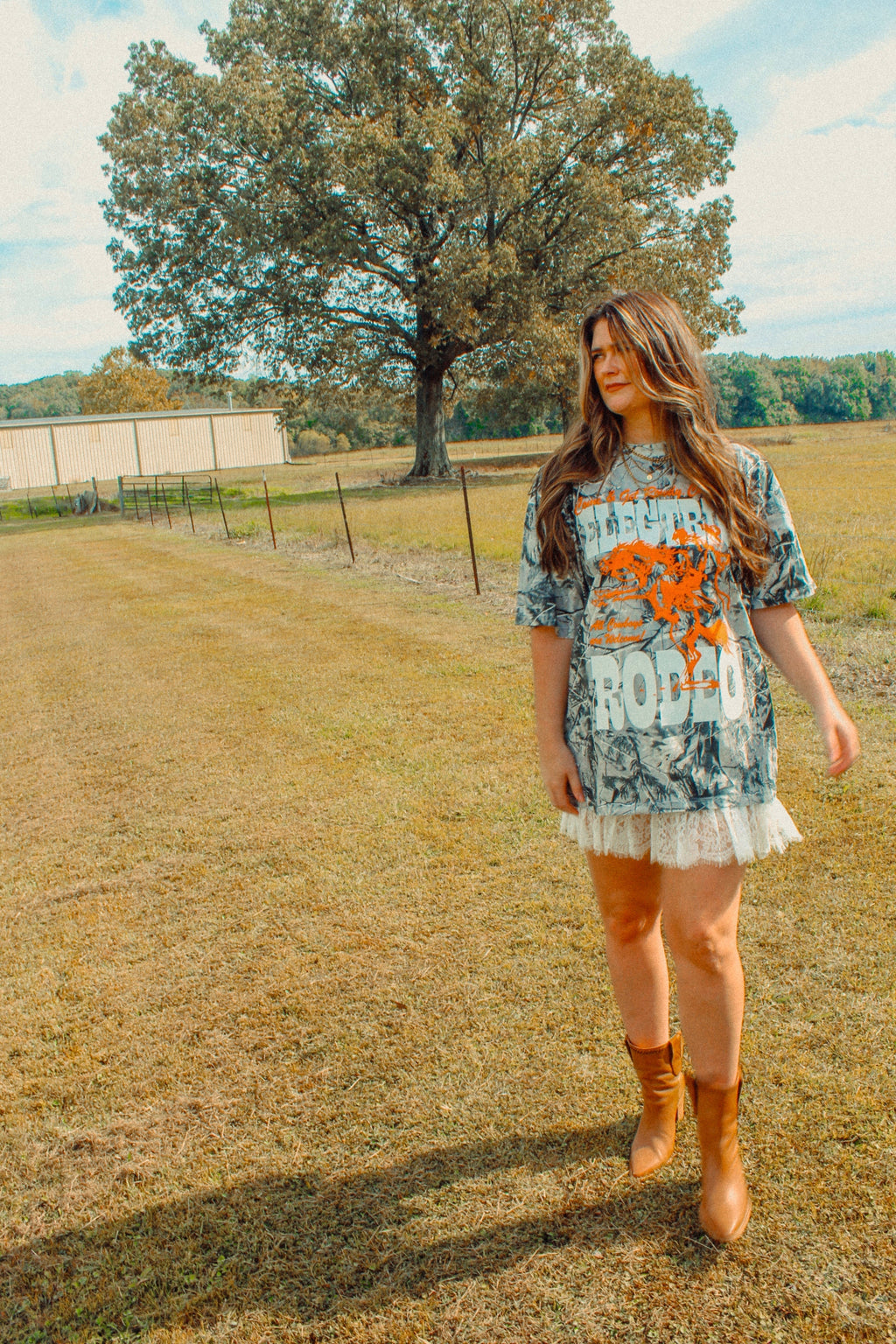 Underground Original Design: Camo Electric Rodeo, Western Boxy Cotton T-Shirt