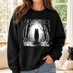Haunted Forest Black Cat Sweatshirt, Spooky Halloween Night Sweater