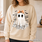 Coquette Ghost Sweatshirt, Cute Halloween Sweater for Girly Ghouls